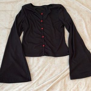 Romwe Grunge Anime Trendy Crop top Flare Sleeves